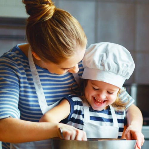 happy family in kitchen mother and child preparing dough bake cookies picture id658018162 2