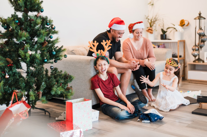 Family celebrating Christmas