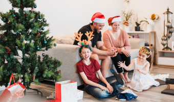 Family celebrating Christmas