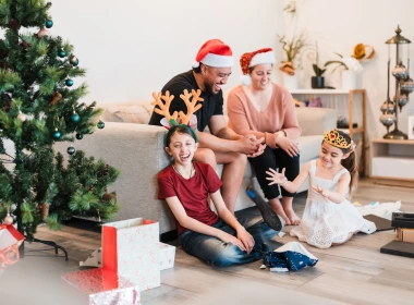 Family celebrating Christmas