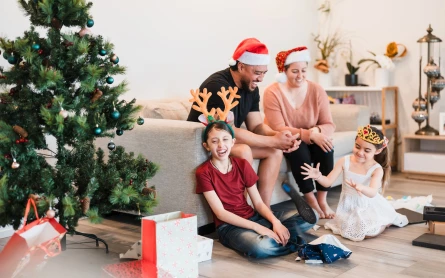 Family celebrating Christmas