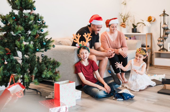 Family celebrating Christmas