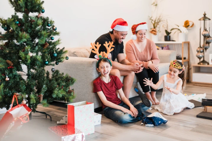 Family celebrating Christmas